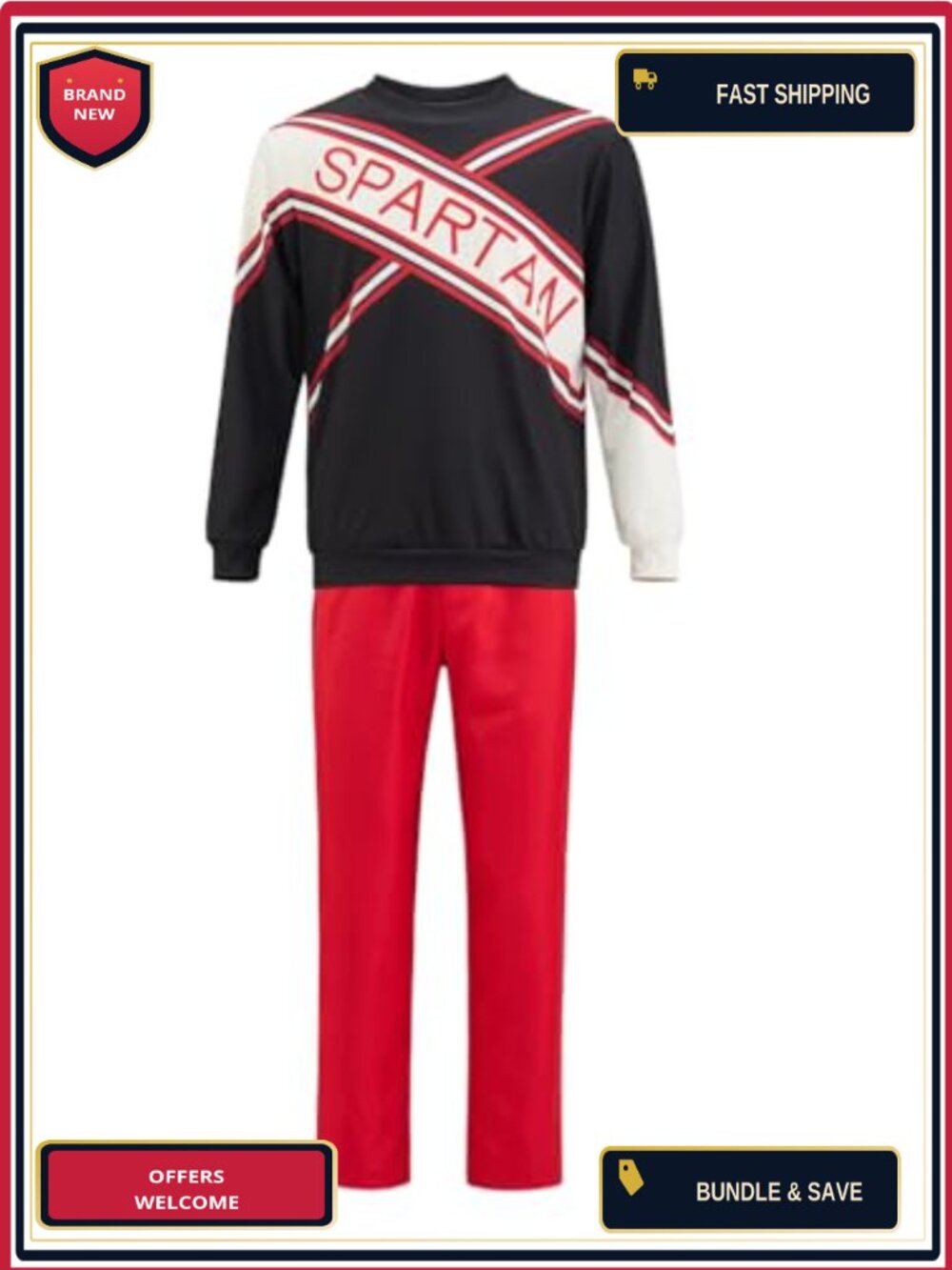 Spartan Cheerleader Costume Sweatshirt Skirt Pants Uniform Outfit